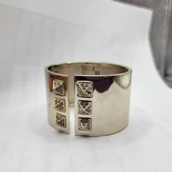 VICTORIA'S SECRET SPIKE CUFF BRACELET RHINESTONE ROCK N ROLL BANGLE SILVER TONE - Picture 9 of 9